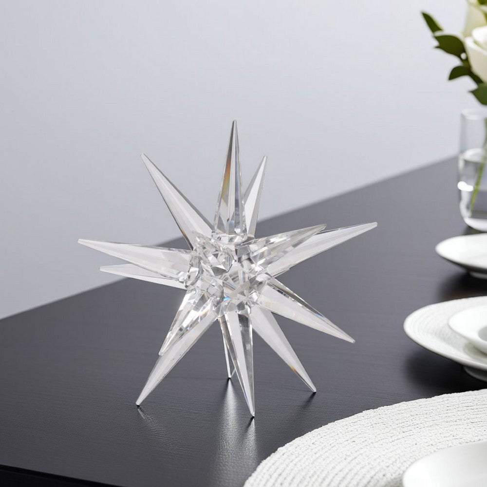 Glass Star Decor | 8" | Tabletop Accent | Clear Crystalline