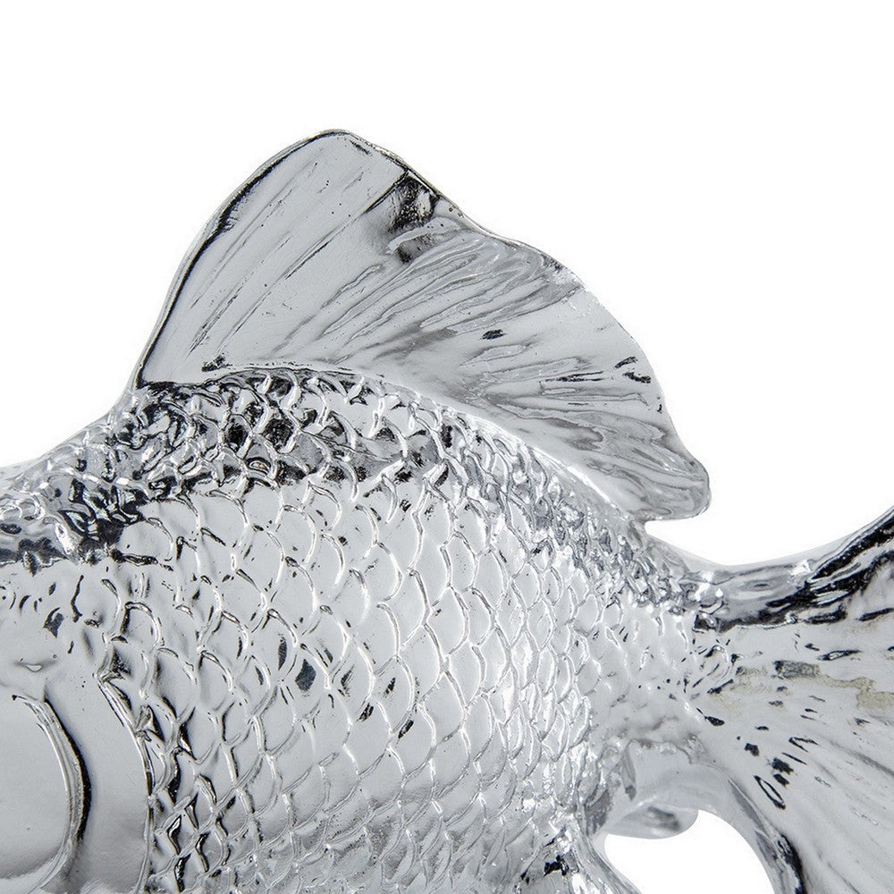 Don 10 Inch Goldfish Accent Figurine Tabletop Decor Chrome Finished Resin By Casagear Home BM284981