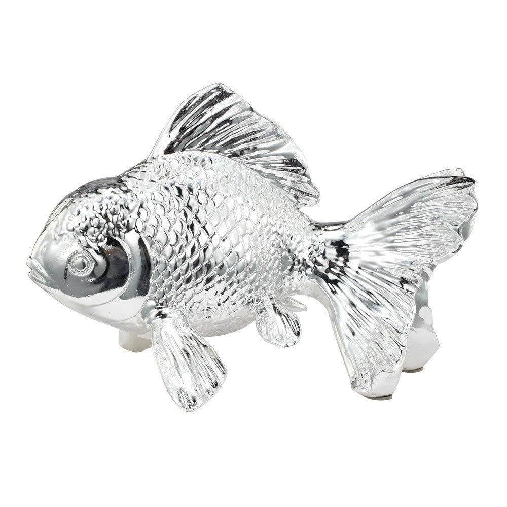 Don Goldfish Figurine | 10" | Chrome Resin | Table Decor