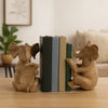 Ari Bookends | Set of 2 | Reading Elephants | Brown Resin
