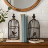 Ari Bookends | Set of 2 | Birdcage Design | Iron Wood | Black Brown