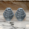 Rae Glass Vases | Set of 2 | Geometric Round | Smokey Blue Clear