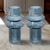 Rae Set of 2 Glass Vases, Tall Round Cylinders, Smokey Blue, Clear Finish By Casagear Home