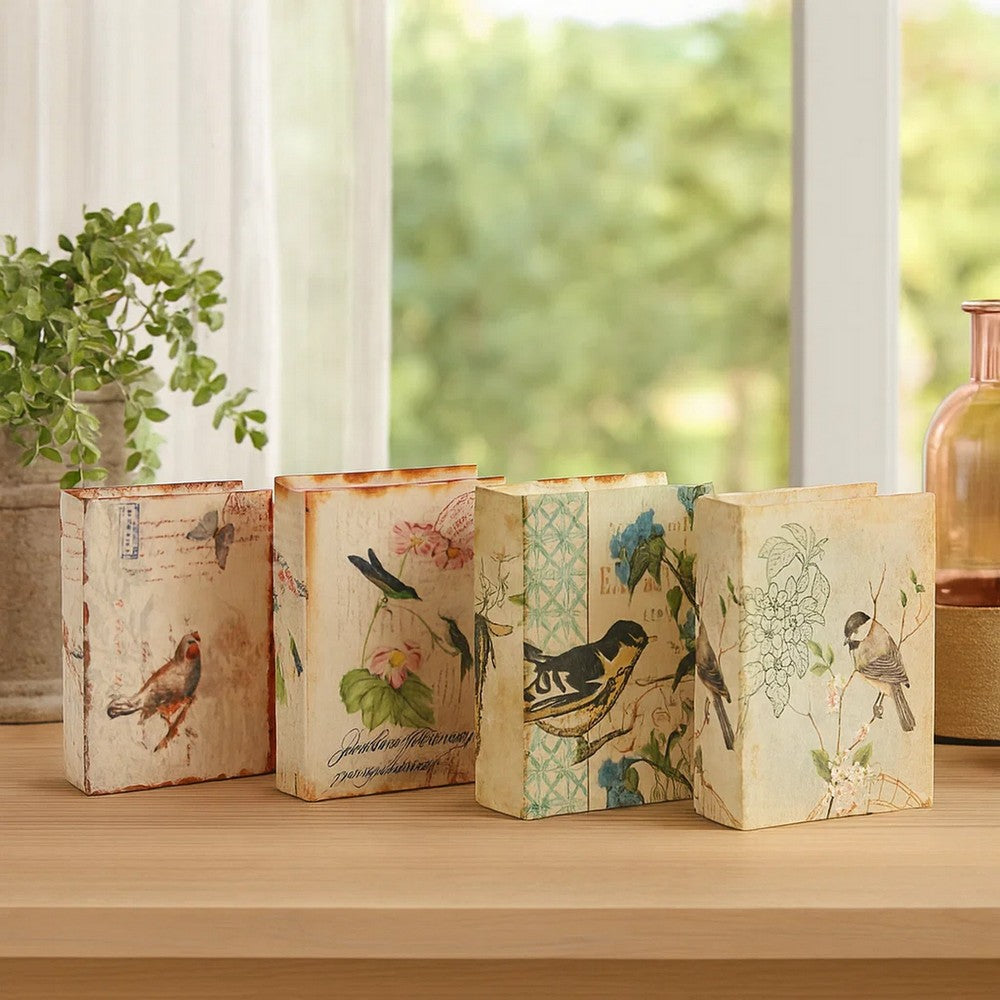 Anya Boxes | Set of 4 | Artisanal Storage | Book Look | Birds
