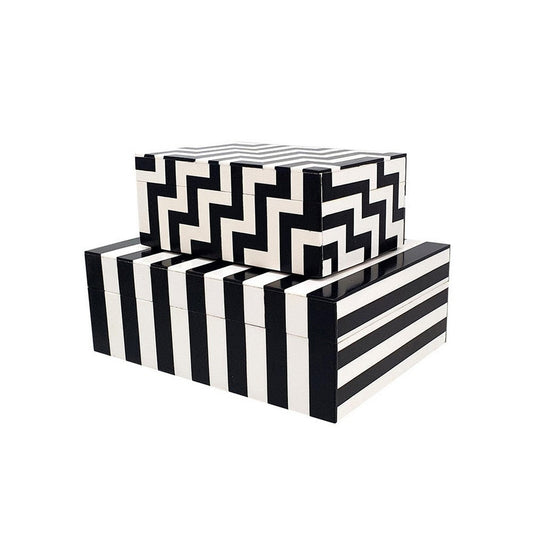 Anya Boxes | Set of 2 | Accessory Storage | Black White