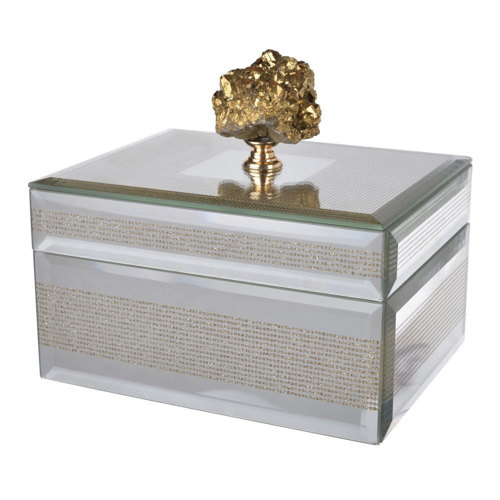 Eve Box | 6" | Decorative | Mirrored | Chrome Stone Accent