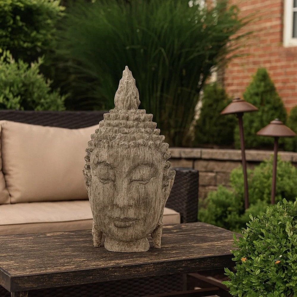 Buddha Head Sculpture | 12" | Polyresin | Calming Accent | Brown