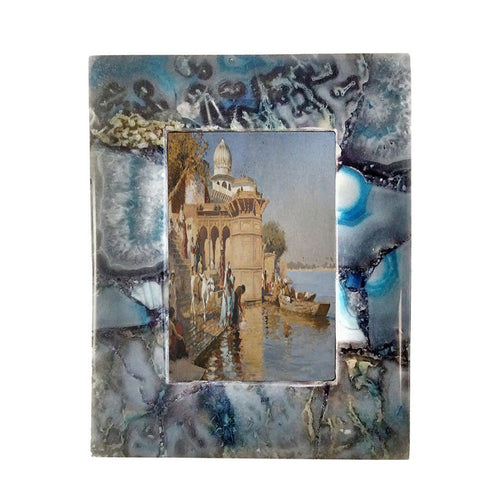 Photo Frame | 9" | Agate | 6" Opening | Blue White