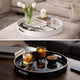 Accent Trays | Set of 2 | Round | Marble Pattern | Black White Gold