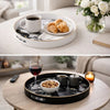 Accent Trays | Set of 2 | Round | Marble Pattern | Black White Gold