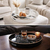 Accent Trays | Set of 2 | Round | Marble Pattern | Black White Gold