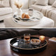 Accent Trays | Set of 2 | Round | Marble Pattern | Black White Gold