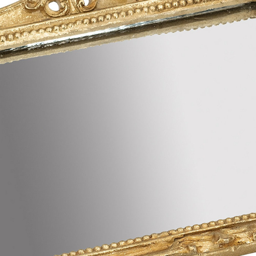 Serving Tray | 16’’ | Mirrored Bottom | Carved Gold Frame BM285017