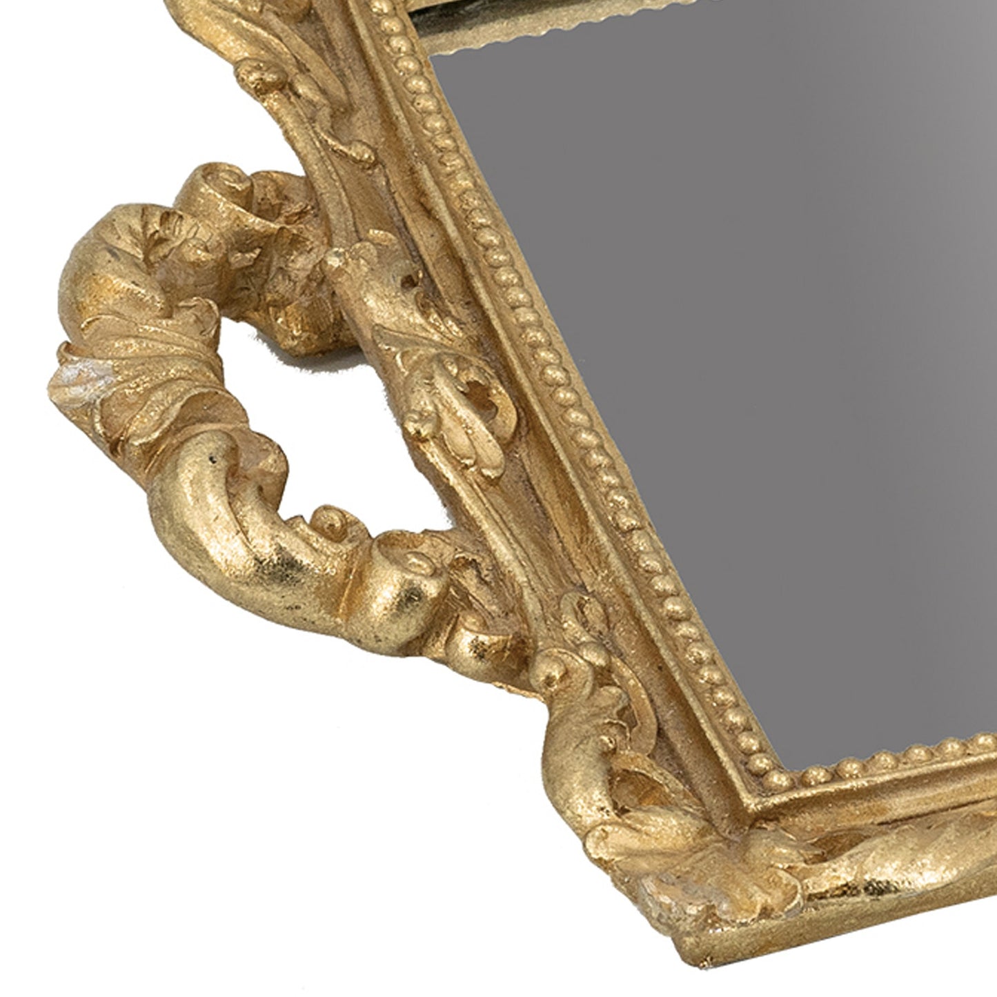 16 Inch Serving Tray Decorative Mirrored Bottom Carved Gold Frame By Casagear Home BM285017