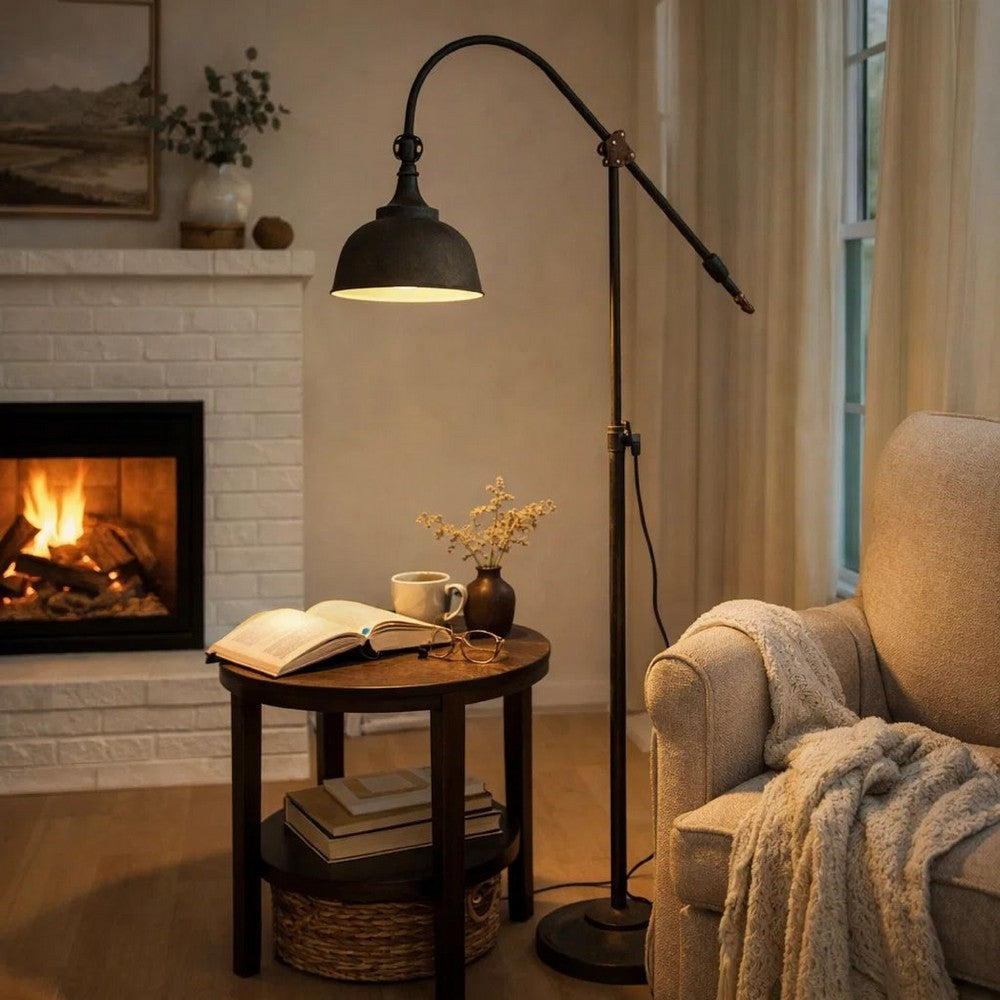 Floor Lamp | 67" | Iron | Adjustable Arm | Antique Black