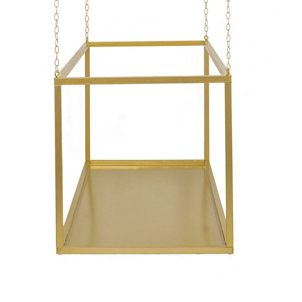 55 Inch Hanging Plant Stand Modern Industrial Iron Frame with Chains Gold By Casagear Home BM285027