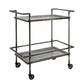 35 Inch 2 Tier Bar Cart Industrial Style Caster Wheels Rustic Bronze By Casagear Home BM285029