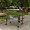 Bar Cart | 35" | 2 Tier | Industrial | Caster Wheels | Bronze
