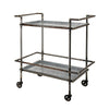 Bar Cart | 35" | 2 Tier | Industrial | Caster Wheels | Bronze