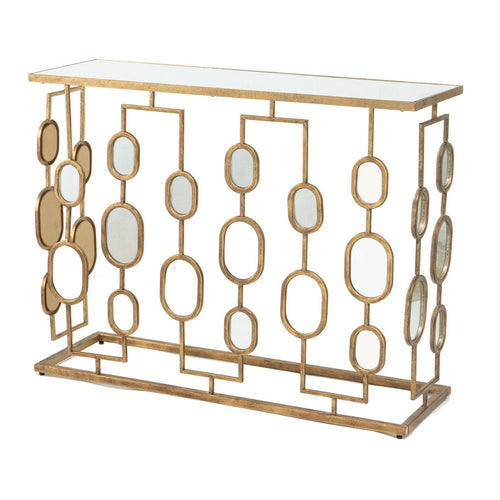 Console Table | 39" | Iron | Mirror Top | Rustic Gold
