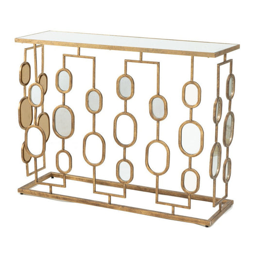 Console Table | 39" | Iron | Mirror Top | Rustic Gold