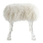 49 Inch Modern Accent Bench Faux Fur Upholstered Hooved Legs All White By Casagear Home BM285031