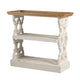 Console Table | 35" | 3 Tier | Carved Fir Panels | Brown White
