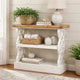 Console Table | 35" | 3 Tier | Carved Fir Panels | Brown White