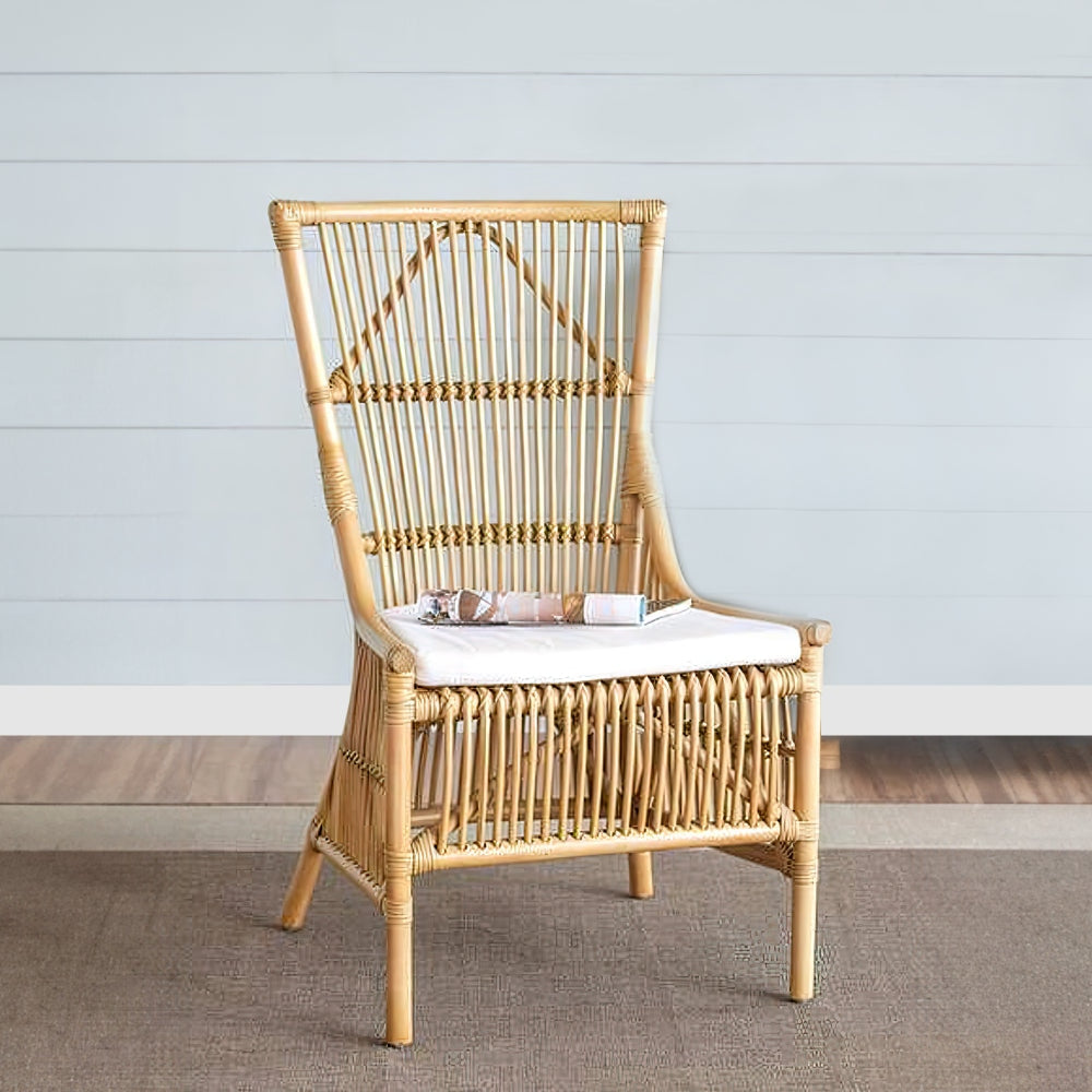 Dining Chair | 23" | Rattan | Soft Seat | Natural White
