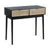 Ela Console Table | 35" | 2 Drawers | Rattan Panels | Brown Black