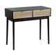 Ela Console Table | 35" | 2 Drawers | Rattan Panels | Brown Black