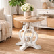 Round Table | 36" | Sculptural Wood Base | White Brown
