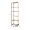 71 Inch Shelf, 6 Tier Design, 5 Mirrored Glass Shelves, Iron Frame, Gold Finish
