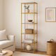 Wall Shelf | 71" | 6 Tier | Glass Shelves | Iron Frame | Gold