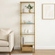 Wall Shelf | 71" | 6 Tier | Glass Shelves | Iron Frame | Gold