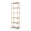 71 Inch Shelf, 6 Tier Design, 5 Mirrored Glass Shelves, Iron Frame, Gold Finish