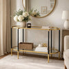 Console Table | 30" | Oblong | Mirror Top | Black Gold
