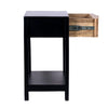 Rosette 22 Inch Side End Table, Natural Brown Rattan Front Drawer, Open Shelf, Black Mango Wood Frame By The Urban Port