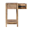 Rosette 22 Inch Accent Side Table, Rattan Front Drawer, Open Shelf, Natural Brown Mango Wood Frame by The Urban Port