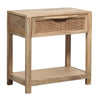 Rosette 22 Inch Accent Side Table, Rattan Front Drawer, Open Shelf, Natural Brown Mango Wood Frame by The Urban Port