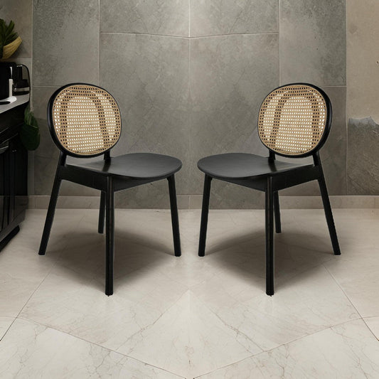 Ada Dining Chair | 24" | Cane Back | Beech Wood | Set of 2 | Black