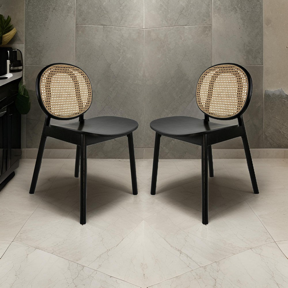 Ada Dining Chair | 24" | Cane Back | Beech Wood | Set of 2 | Black