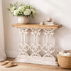 Console Table | 32" | Fir Wood | Scrollwork Base | Antique White