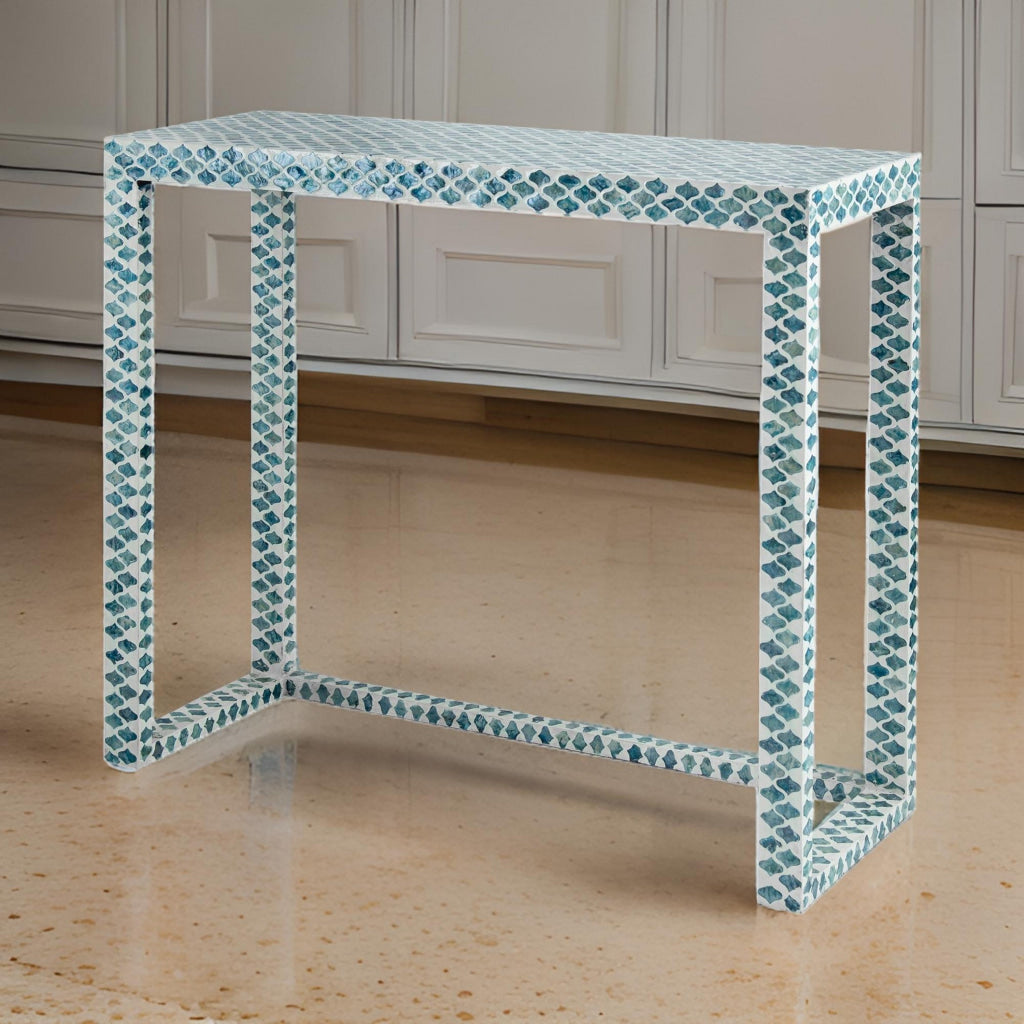 Console Table | 36" | Capiz Inlay | Rectangular | Blue