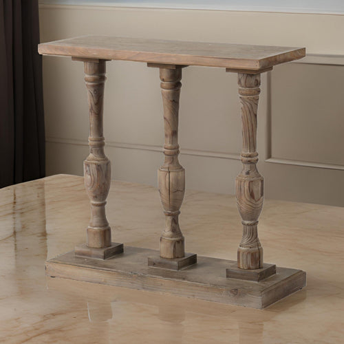 Console Table | 36" | Fir Wood | Turned Pedestal Base | Gray
