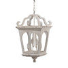 16 Inch 4 Light Chandelier, Classic Design, Fir Wood Iron, Distressed White By Casagear Home