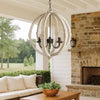 Chandelier | 22" | 6 Light | Candelabra Wood Frame | White Finish