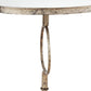 28 Inch Accent Side Table, Oval Mirror Top, Metal Base, Rustic Gold Finish By Casagear Home
