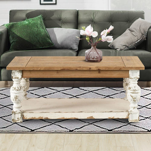 Coffee Table | 47" | Classic Rectangular | Carved Legs | Brown