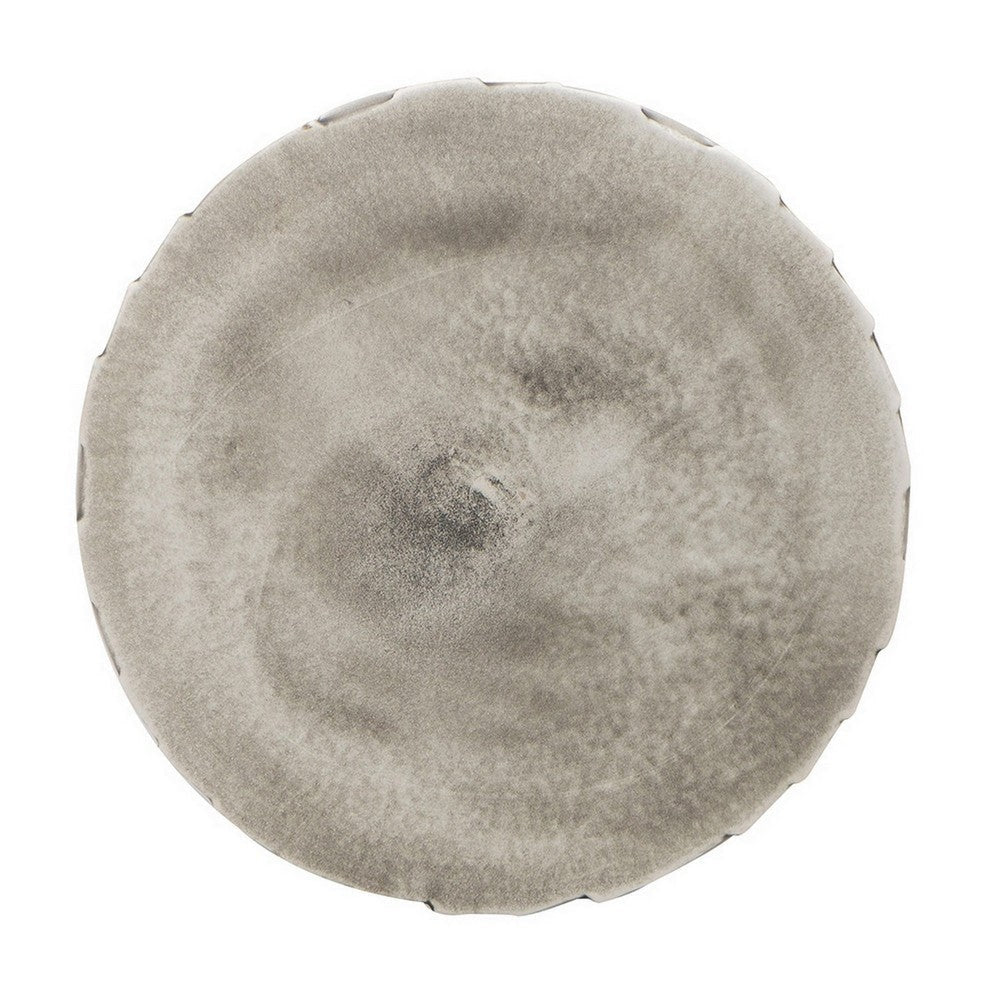 Stool Table | 18’’ | Ceramic | Cylindrical | Textured Geometry | Gray BM285230